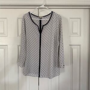 41 Hawthorn Black-Trimmed Polka Dot Blouse